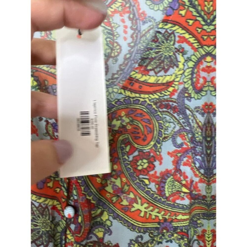 NWT L'agence Pixie Bohemian Long Sleeve Paisley Print Crepe De Chine Blouse Red - Picture 6 of 8